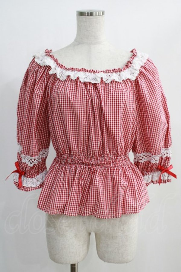 画像1: Angelic Pretty / Resortブラウス（ギンガム） Free レッド H-24-12-11-072-AP-BL-NS-ZH (1)