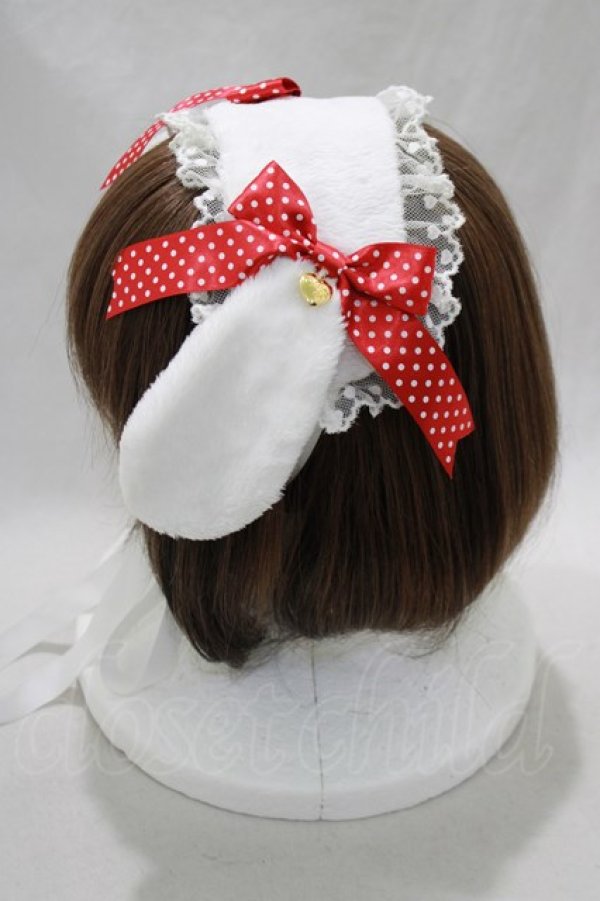 画像2: Angelic Pretty / ロップイヤーBunnyヘッドドレス  オフ/レッド H-24-12-11-029-AP-AC-NS-ZH (2)