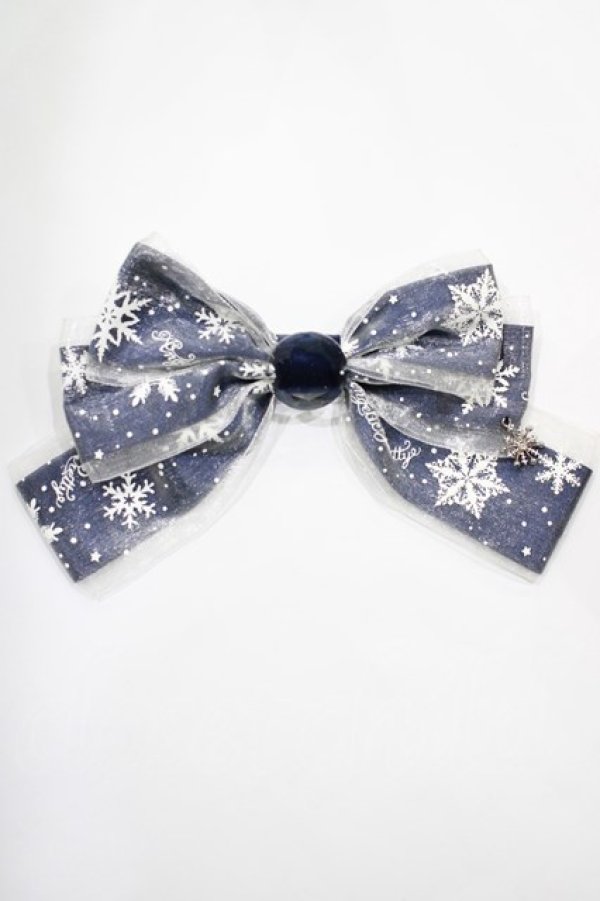 画像1: Angelic Pretty / 雪のガラスドームクリップ  ネイビー H-24-12-11-031-AP-AC-NS-ZH (1)