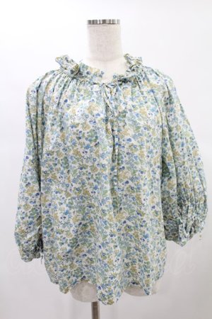 画像: Jane Marple Dans Le Salon / Lawn Liberty Bubble Sleeve Blouse  オフ×ブルー H-24-12-12-1026-JM-BL-KB-ZT43