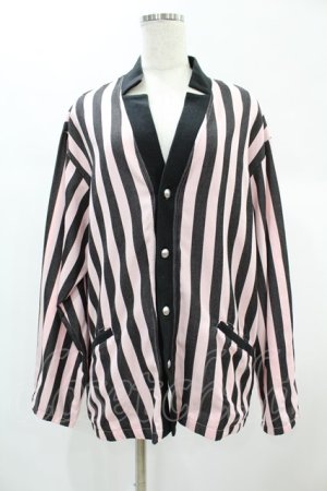 画像: MILKBOY / STRIPE CARDIGAN  ピンク×黒 H-24-12-13-1043-MB-TO-KB-ZH