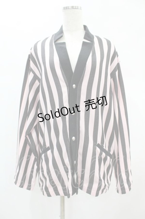 画像1: MILKBOY / STRIPE CARDIGAN  ピンク×黒 H-24-12-13-1043-MB-TO-KB-ZH (1)