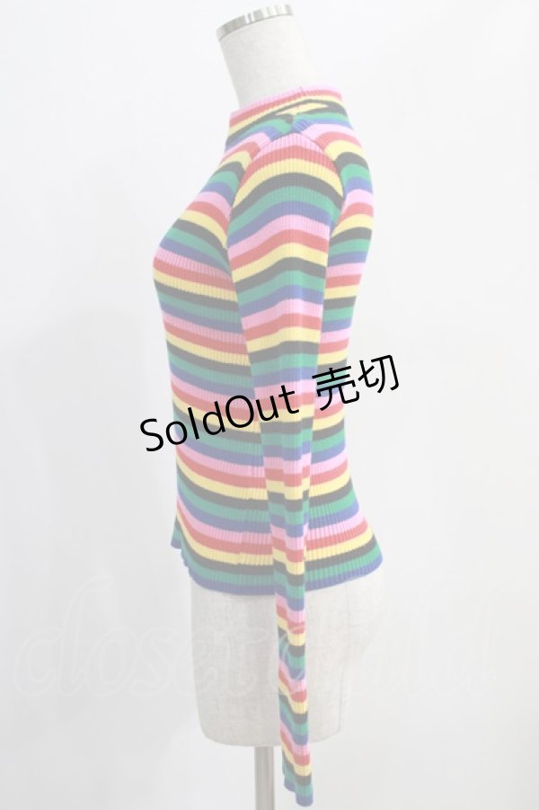 画像2: Candy Stripper / BE MINE BORDER HIGHNECK KNIT  マルチカラー H-24-12-14-053-PU-TO-KB-ZH (2)