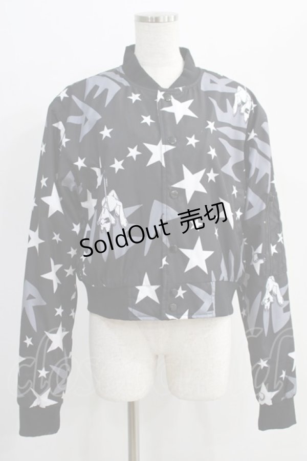 画像1: NieR Clothing / プリントBLOUSON JACKET  黒 H-24-12-26-036-PU-JA-KB-ZH (1)