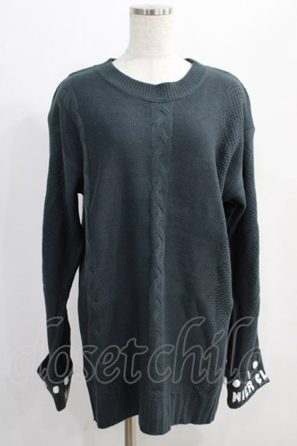 画像1: NieR Clothing / 袖ポンポン付きUNISEX KNIT  グレー H-24-12-26-046-PU-TO-KB-ZH (1)