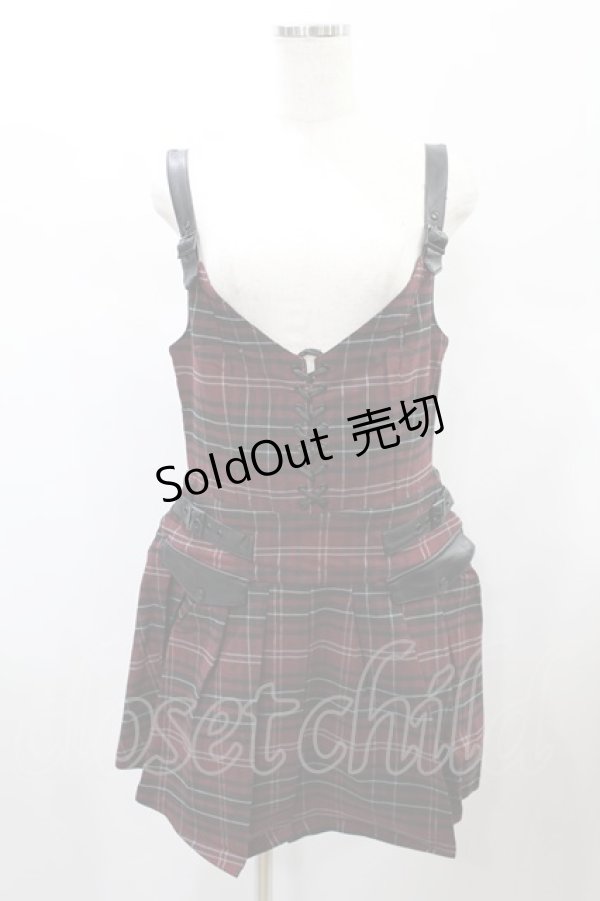 画像1: KILL STAR / DISTORTION PLEATED DRESS L BLOOD TARTAN H-25-01-02-2014-SL-OP-KB-ZH (1)