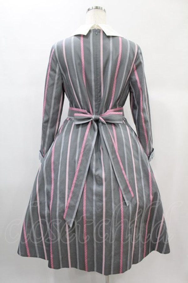 画像2: Jane Marple / Ribbon stripe jacquardのパブリックドレス  グレー H-25-01-02-023-JM-OP-KB-ZH (2)