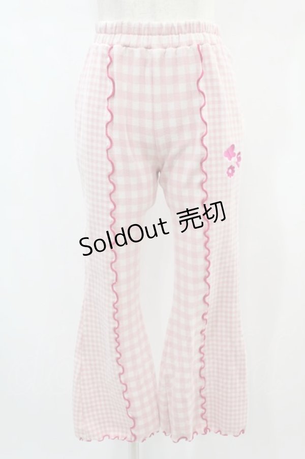 画像1: Candy Stripper / GINGHAM FLARE PANTS  ライトピンク H-25-01-02-041-PU-PA-KB-ZH (1)