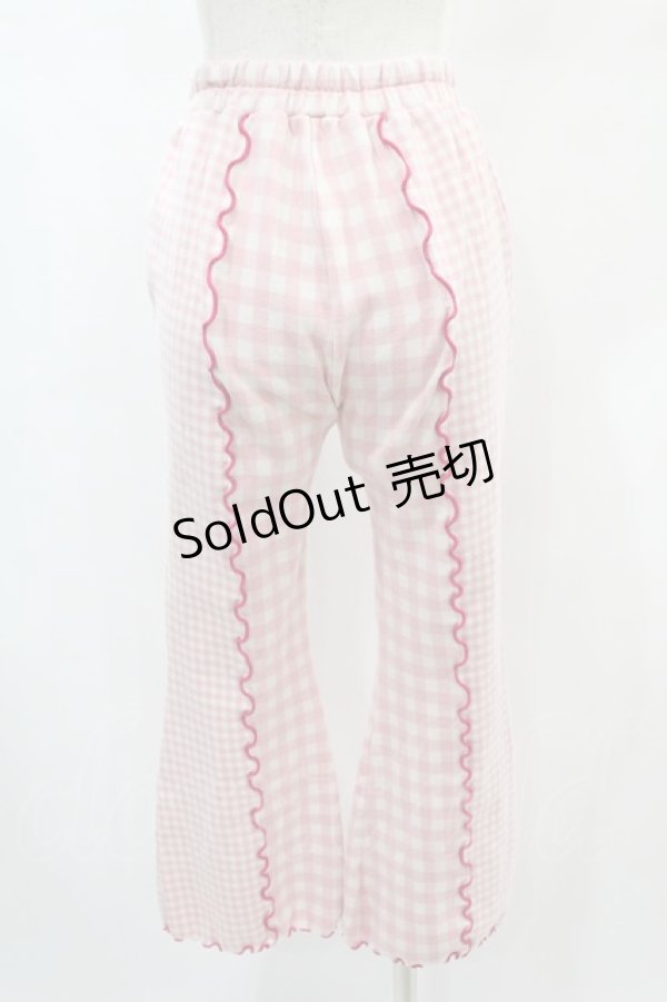 画像2: Candy Stripper / GINGHAM FLARE PANTS  ライトピンク H-25-01-02-041-PU-PA-KB-ZH (2)