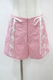 画像1: Candy Stripper / GINGHAM LACE-UP PANTS 1（S） ピンク H-25-01-06-036-PU-PA-KB-ZH (1)