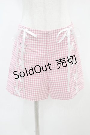 画像: Candy Stripper / GINGHAM LACE-UP PANTS 1（S） ピンク H-25-01-06-036-PU-PA-KB-ZH