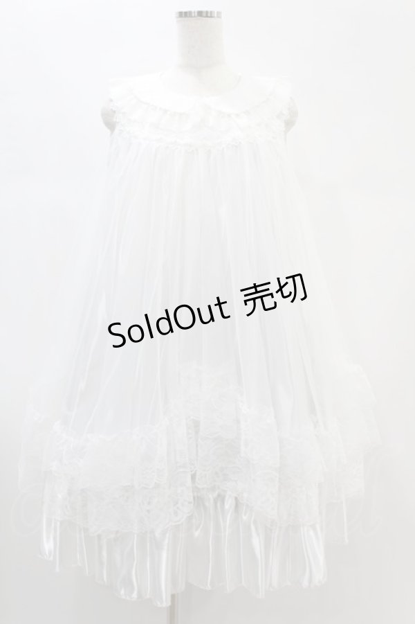 画像1: majoh / ANGEL WING COLLAR FRILL DRESS  ホワイト×ホワイト H-25-01-06-006-0-OP-KB-ZH (1)