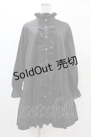 画像: Jane Marple / Frill-trim shirt dress M ブラック H-25-01-10-1009-JM-OP-KB-ZH