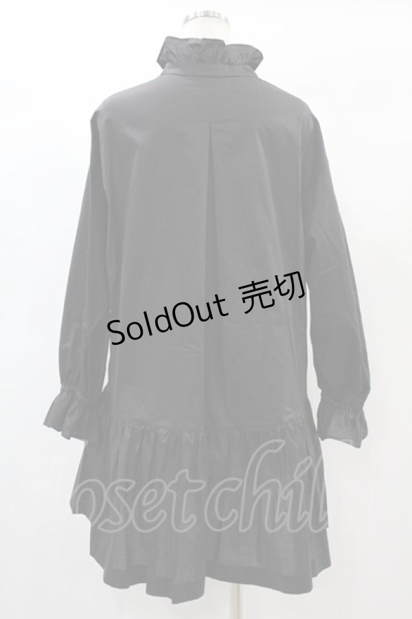 画像2: Jane Marple / Frill-trim shirt dress M ブラック H-25-01-10-1009-JM-OP-KB-ZH (2)