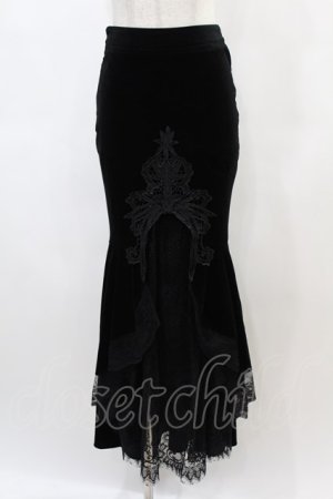 画像: DARK IN LOVE / Gorgeous mermaid lacey velvet tight maxi skirt S 黒 H-25-01-12-1041-PU-SK-KB-ZH