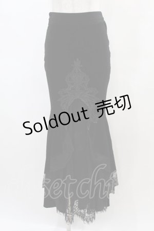 画像: DARK IN LOVE / Gorgeous mermaid lacey velvet tight maxi skirt S 黒 H-25-01-12-1041-PU-SK-KB-ZH