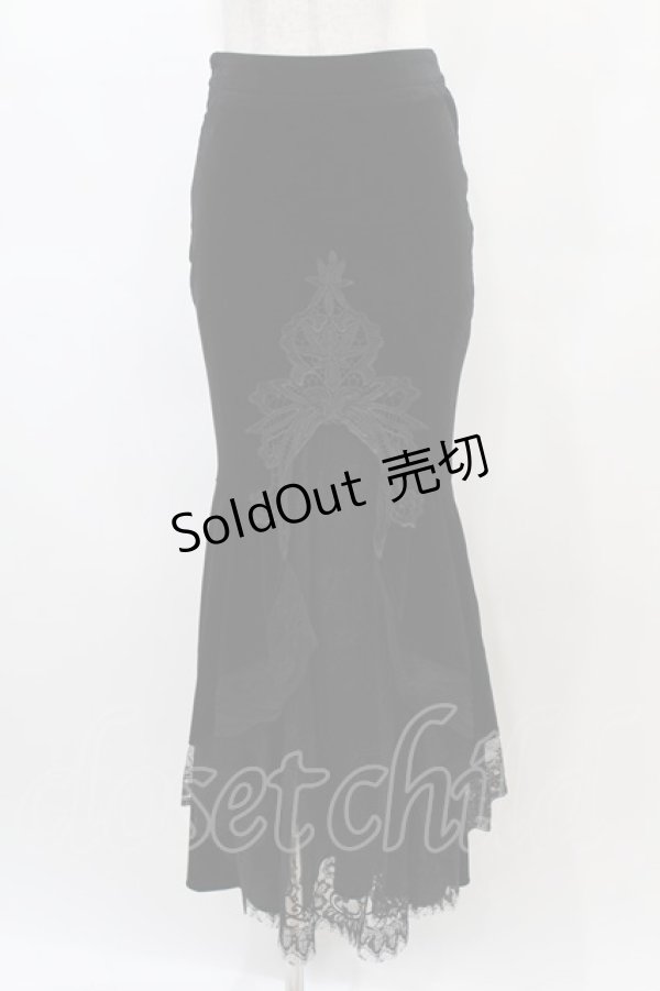 画像1: DARK IN LOVE / Gorgeous mermaid lacey velvet tight maxi skirt S 黒 H-25-01-12-1041-PU-SK-KB-ZH (1)