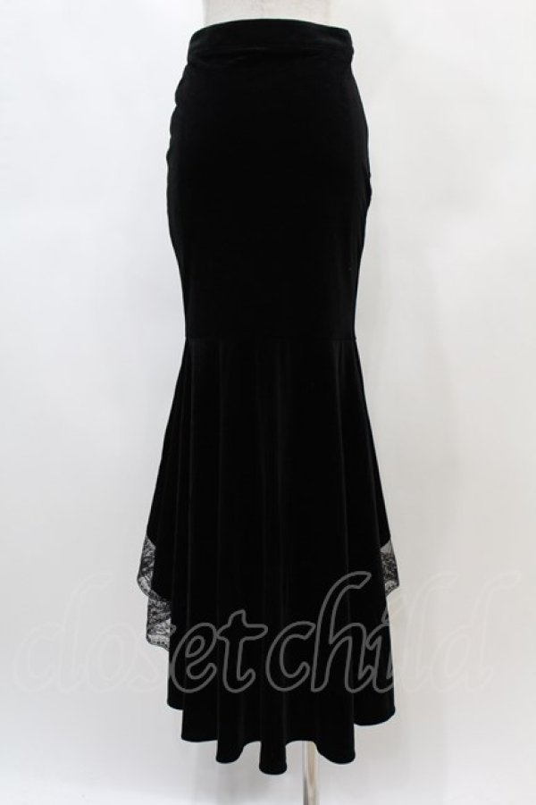 画像2: DARK IN LOVE / Gorgeous mermaid lacey velvet tight maxi skirt S 黒 H-25-01-12-1041-PU-SK-KB-ZH (2)