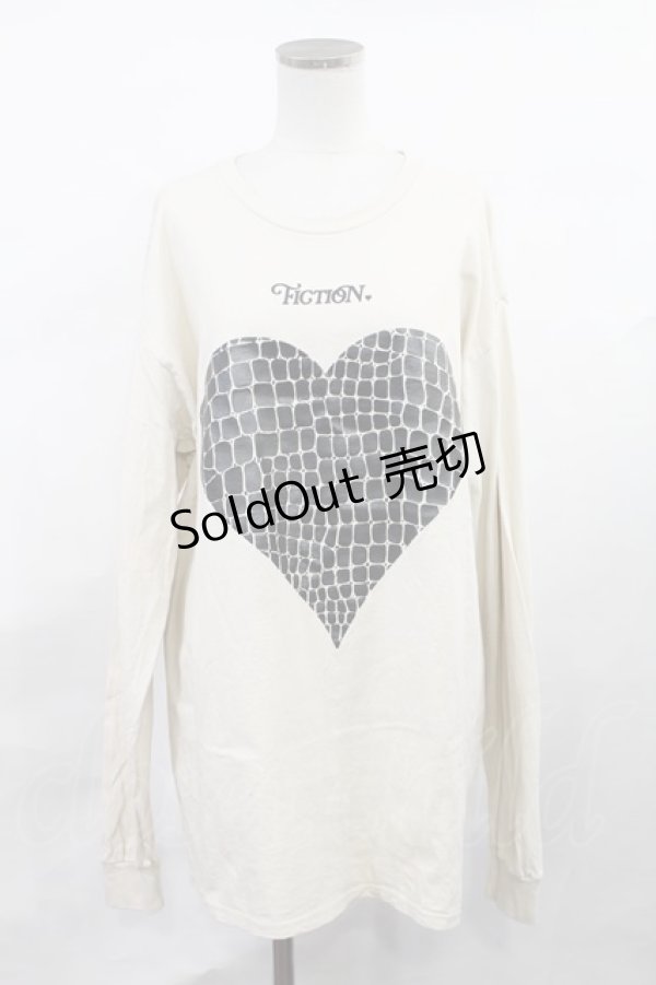 画像1: FICTION TOKYO / Croco Heart Longsleeve T Free ベージュ H-25-01-13-1028-EL-TS-NS-ZH (1)