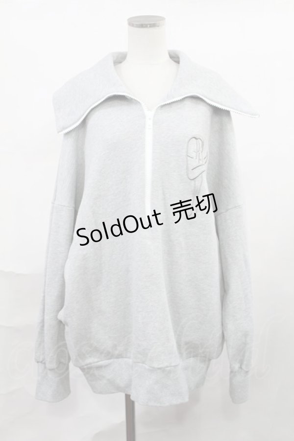 画像1: FICTION TOKYO / Half Zip-up Logo Embroidery Big Sweat Free グレー H-25-01-13-1029-EL-TO-NS-ZH (1)