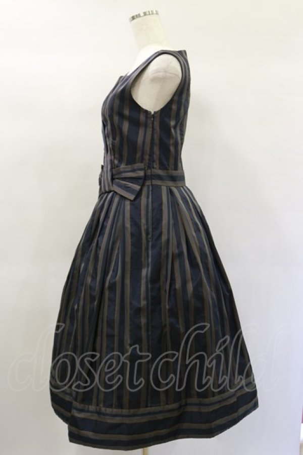 画像3: Jane Marple Dans Le Salon / Old England stripe coronation dress  ネイビー H-25-01-20-1058-JM-OP-KB-ZH (3)