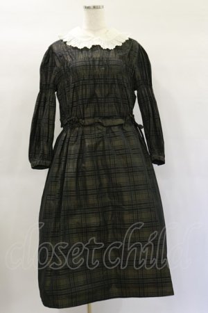 画像: Jane Marple / Memory shadow check shirring dress  ブラック H-25-01-20-1069-JM-OP-KB-ZH