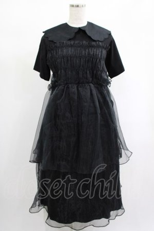 画像: Candy Stripper / SHEER SHIRRING DRESS 2 ブラック×ブラック H-25-01-21-1028-PU-OP-KB-ZH