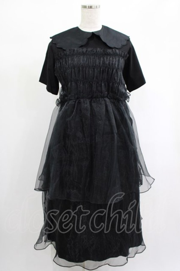 画像1: Candy Stripper / SHEER SHIRRING DRESS 2 ブラック×ブラック H-25-01-21-1028-PU-OP-KB-ZH (1)