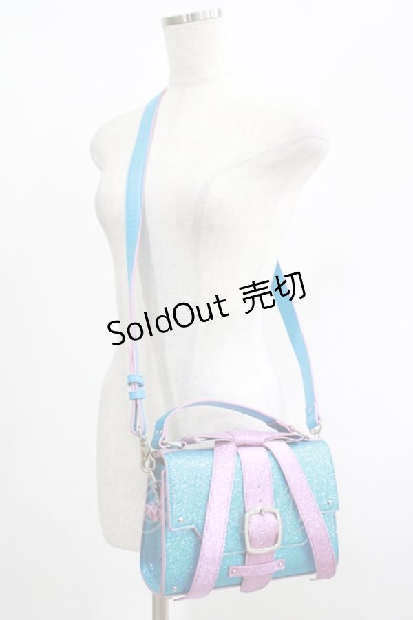 画像1: Candy Stripper / MY LITTLE CANDY RIBBON LAME HAND BAG  BLUE LAME×LAVENDER LAME H-25-01-21-1077-PU-BG-KB-ZH (1)