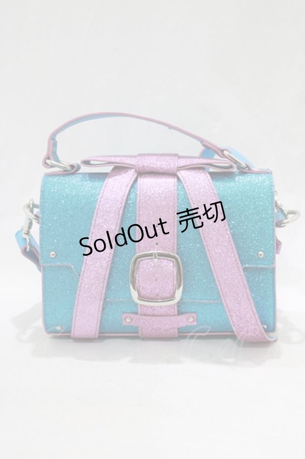 画像2: Candy Stripper / MY LITTLE CANDY RIBBON LAME HAND BAG  BLUE LAME×LAVENDER LAME H-25-01-21-1077-PU-BG-KB-ZH (2)