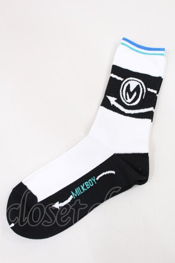 画像1: MILKBOY / Arrow socks  白×黒 H-25-01-24-2009-MB-ZA-KB-ZH (1)