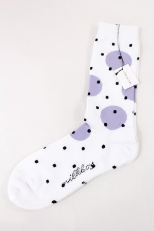 画像: MILKBOY / ポルカドットSOCKS  ホワイト×ラベンダーグレー×ブラ H-25-01-24-2010-MB-ZA-KB-ZH