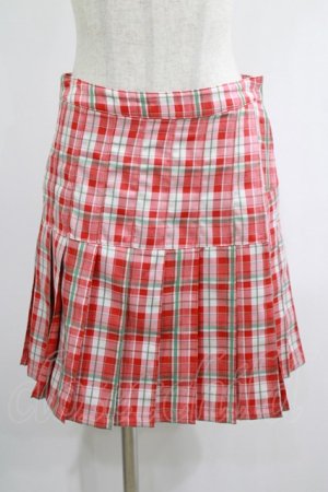 画像: Candy Stripper / CHECK PLEATS MINI SKIRT M レッド H-25-01-26-023-PU-SK-KB-ZH