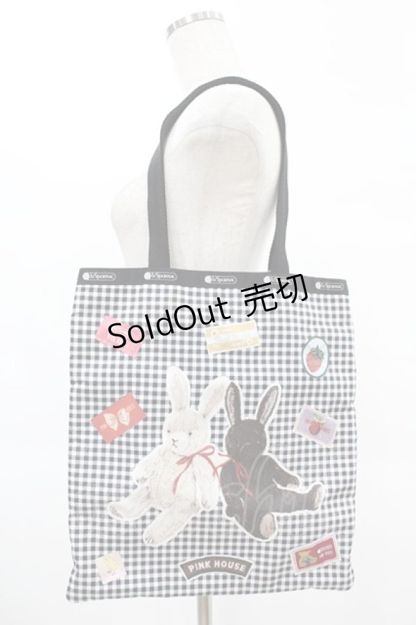 画像1: PINK HOUSE / LeSportsac × PINK HOUSE PH Gingham Check Rabbits LARGE EMERALD TOTE  ブラック H-25-02-09-1011-LO-BG-NS-ZH (1)