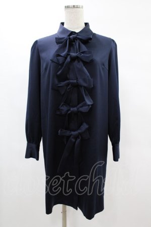 画像: Maison de FLEUR Petite Robe / フロントリボンドレス S ネイビー H-25-02-10-1040-EL-OP-NS-ZH