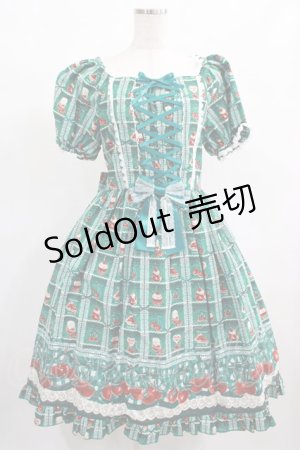 画像: metamorphose / 【プラスサイズ】Retro Cherry ラグランワンピース プラスサイズ クリームソーダ(Green) H-25-02-11-001-ME-OP-NS-ZH