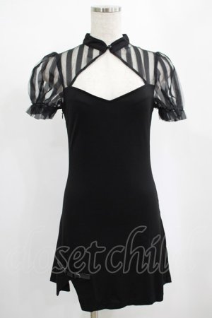 画像: PUNK RAVE / Chinese Style Silk Fan Cheongsam Dress XS ブラック H-25-02-12-006-PU-OP-KB-OS