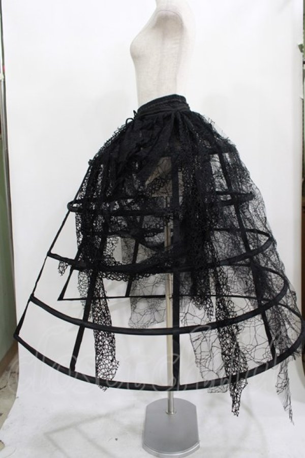 画像2: DARK IN LOVE / Rococo style spiderweb tattered birdcage petticoat long skirt M ブラック H-25-02-12-001-PU-SK-KB-ZT020 (2)