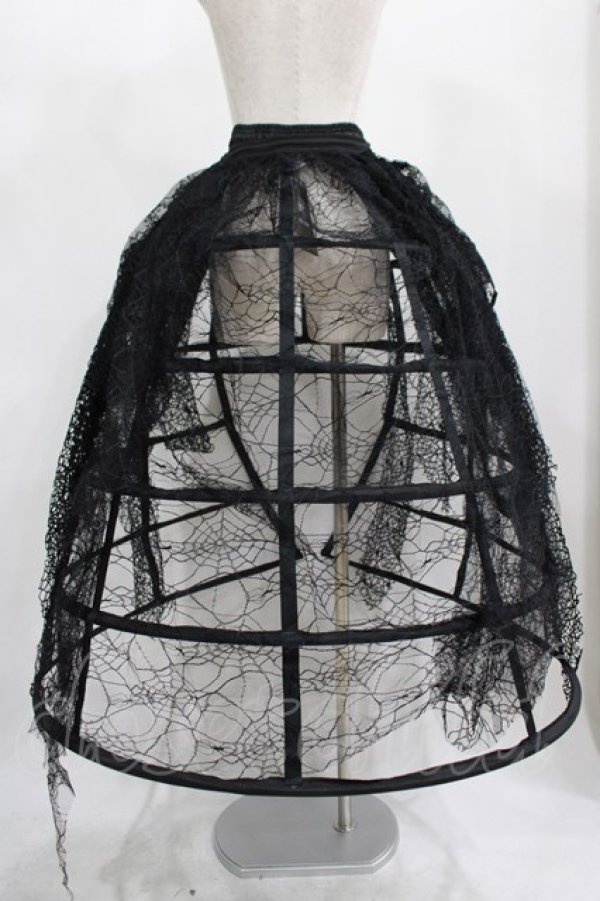 画像3: DARK IN LOVE / Rococo style spiderweb tattered birdcage petticoat long skirt M ブラック H-25-02-12-001-PU-SK-KB-ZT020 (3)