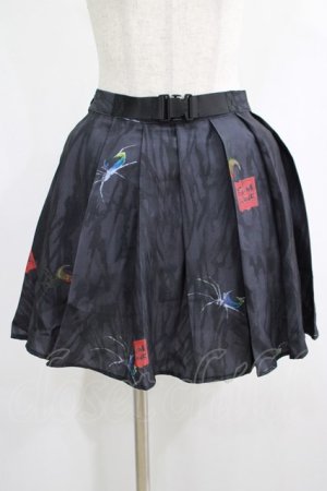 画像: PUNK RAVE / Black printed pleated skirt L ブラック H-25-02-12-021-PU-SK-KB-OS