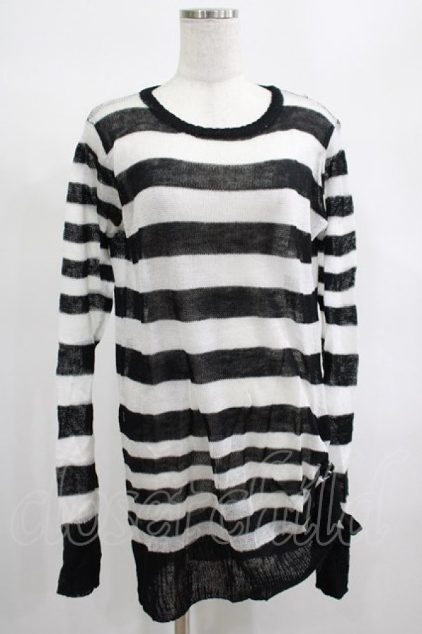 画像1: PUNK RAVE / Insanity striped sweater Free ホワイト H-25-02-13-061-PU-TO-KB-OS (1)