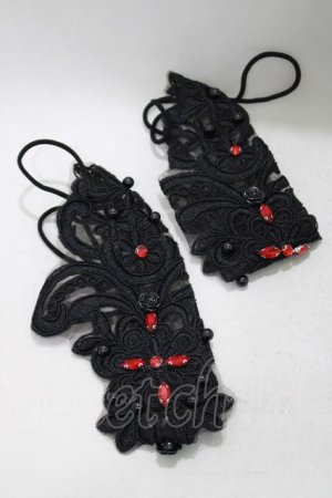 画像: DEVIL FASHION / Gothic flower shaped sleeves with diamonds  ブラック H-25-02-14-1038-PU-ZA-KB-ZH