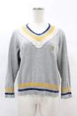 画像1: Jane Marple Dans Le Salon / Lace vneck Knit M グレー H-25-02-15-1048-JM-TO-KB-ZH (1)