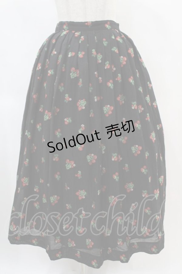 画像1: Jane Marple / Strawberry jacquard dress skirt M ブラック H-25-02-15-1035-JM-SK-KB-ZH (1)