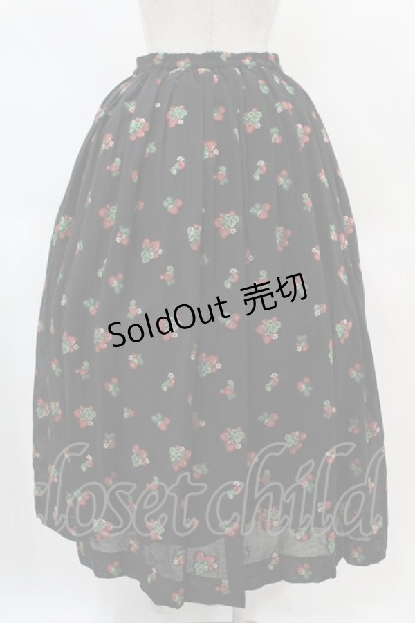 画像2: Jane Marple / Strawberry jacquard dress skirt M ブラック H-25-02-15-1035-JM-SK-KB-ZH (2)