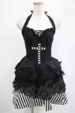 画像1: DARK IN LOVE / Gothic striped big cross prom dress XS 黒×白 H-25-02-19-2005-PU-OP-KB-ZH (1)