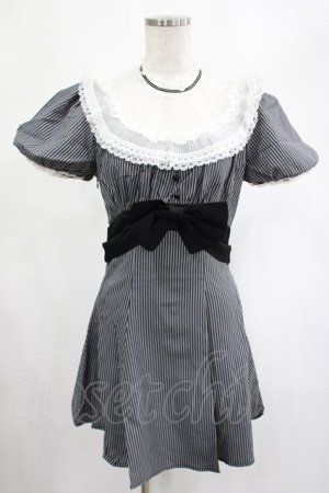 画像: DARK IN LOVE / Black white strip lolita dress S 黒×グレー H-25-02-19-2006-PU-OP-KB-ZH