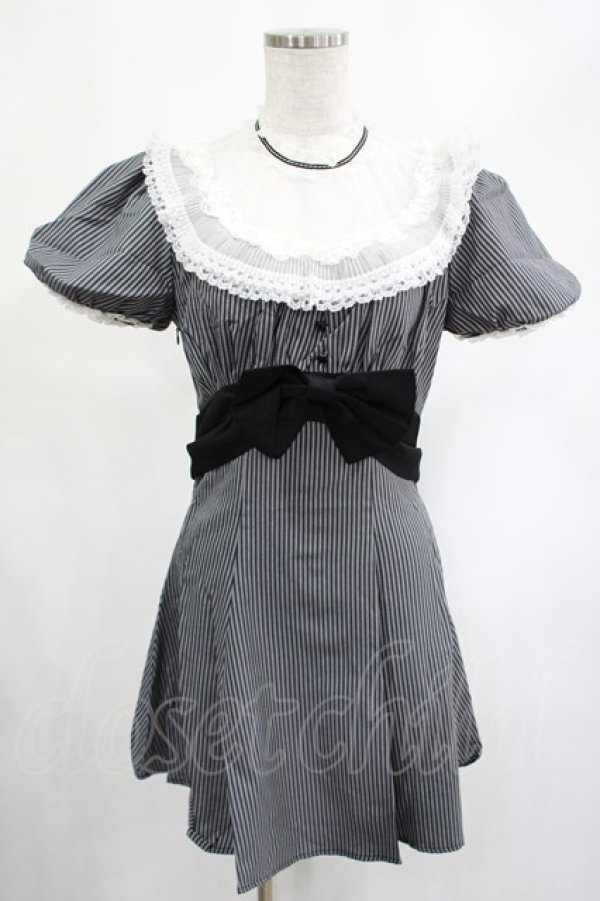 画像1: DARK IN LOVE / Black white strip lolita dress S 黒×グレー H-25-02-19-2006-PU-OP-KB-ZH (1)