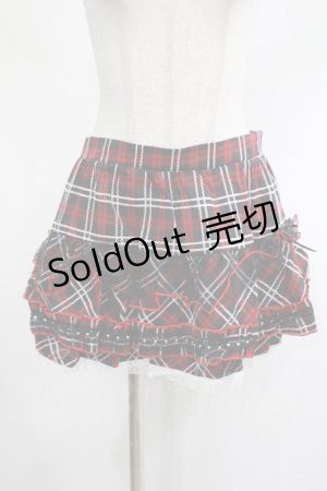 画像: DARK IN LOVE / red white plaid mesh sweet cool mini skirt XL 赤 H-25-02-19-2026-PU-SK-KB-ZH