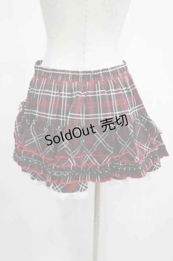 画像2: DARK IN LOVE / red white plaid mesh sweet cool mini skirt XL 赤 H-25-02-19-2026-PU-SK-KB-ZH (2)